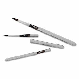 Escoda Último Synthetic Squirrel Travel Brushes - Set of 3, Round, full length, separated, and travel-safe.