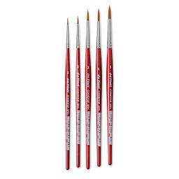 Da Vinci Artist Brush Set - Set of 5 CosmoTop Spin Small Round brushes shown upright