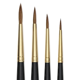 Da Vinci Maestro Kolinsky Brushes - Box Set of 4, Series 11 Round, Short Handle, close-up