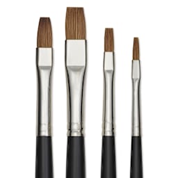 Da Vinci Maestro Kolinsky Brushes - 1311 Flat, Set of 4, close-up