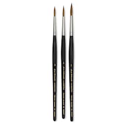 Da Vinci Maestro Kolinsky Brushes - Set of 3, Series 35 Long Tapered Round, Short Handle