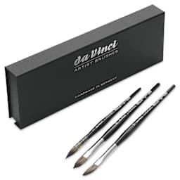 Da Vinci Casaneo Synthetic Squirrel Watercolor Brush Set - Assorted, Box Set of 3, Short Handle, out of packaging