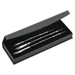 Da Vinci Casaneo Synthetic Squirrel Watercolor Brush Set - Assorted, Box Set of 3, Short Handle, open packaging
