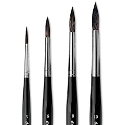 Da Vinci Casaneo Synthetic Squirrel Watercolor Brush - Large Round, Set of 4, Short Handle, close up