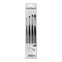 Da Vinci Casaneo Synthetic Squirrel Watercolor Brush - Front view of package of Set of 4 Flats