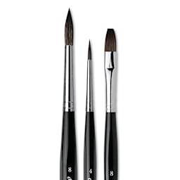 Da Vinci Casaneo Synthetic Squirrel Watercolor Brush - Assorted, Set of 3, Short Handle, close up