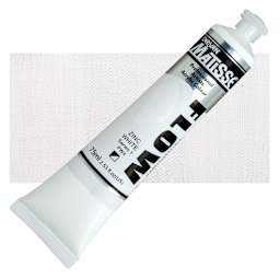 Matisse Flow Acrylic Paint - Zinc White, 75 ml tube and swatch