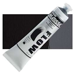 Matisse Flow Acrylic Paint - Mars Black, 75 ml tube and swatch