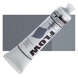 Matisse Flow Acrylic Paint - Carbon Grey, 75 ml tube and swatch