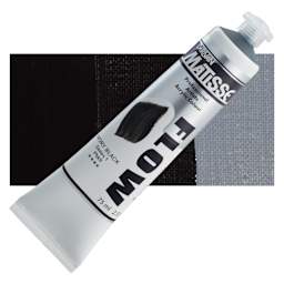 Matisse Flow Acrylic Paint - Ivory Black, 75 ml tube and swatch