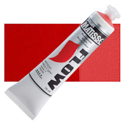 Matisse Flow Acrylic Paint - Matisse Scarlet DPP, 75 ml tube and swatch