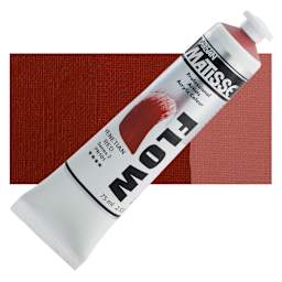 Matisse Flow Acrylic Paint - Venetian Red, 75 ml tube and swatch