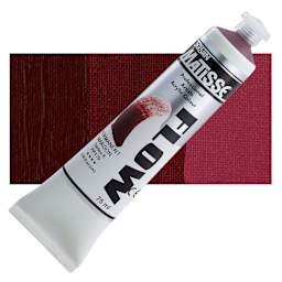 Matisse Flow Acrylic Paint - Permanent Maroon, 75 ml tube and swatch