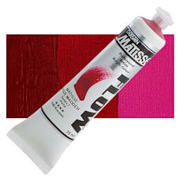 Matisse Flow Acrylic Paint - Matisse Rose Madder, 75 ml tube and swatch