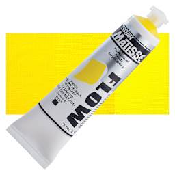 Matisse Flow Acrylic Paint - Cadmium Yellow Medium, 75 ml tube and swatch