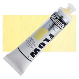 Matisse Flow Acrylic Paint - Naples Yellow Light, 75 ml tube and swatch