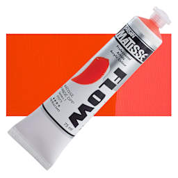 Matisse Flow Acrylic Paint - Matisse Orange DPP, 75 ml tube and swatch