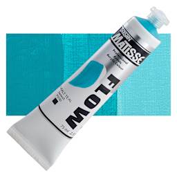 Matisse Flow Acrylic Paint - Cobalt Teal, 75 ml tube and swatch