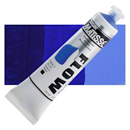 Matisse Flow Acrylic Paint - Cobalt Blue, 75 ml tube and swatch