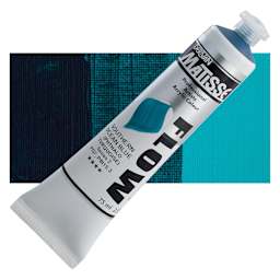 Matisse Flow Acrylic Paint - Southern Ocean Blue, 75 ml tube and swatch