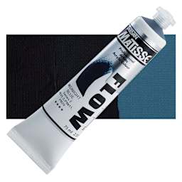 Matisse Flow Acrylic Paint - Midnight Blue, 75 ml tube and swatch