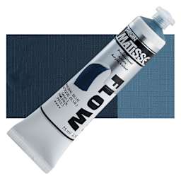 Matisse Flow Acrylic Paint - Mineral Blue, 75 ml tube and swatch