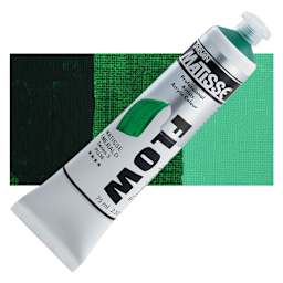 Matisse Flow Acrylic Paint - Matisse Emerald, 75 ml tube and swatch