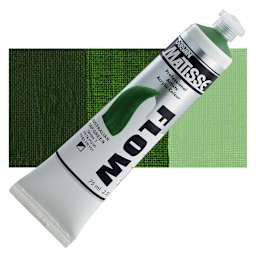 Matisse Flow Acrylic Paint - Australian Sap Green, 75 ml tube and swatch