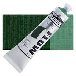 Matisse Flow Acrylic Paint - Hooker's Green, 75 ml tube and swatch