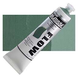Matisse Flow Acrylic Paint - Green Grey (Antique), 75 ml tube and swatch