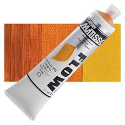 Matisse Flow Acrylic Paint - Australian Sienna, 75 ml tube and swatch