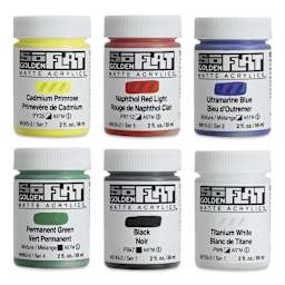 Golden SoFlat Matte Acrylic Paint - Pop, Set of 6, 59 ml, Jar, contents