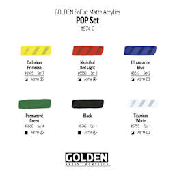 Golden SoFlat Matte Acrylic Paint - Pop, Set of 6, 59 ml, Jar, swatches