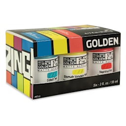 Golden SoFlat Matte Acrylic Paint - Zing, Set of 6, 59 ml, Jar, front of packaging