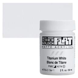 Golden SoFlat Matte Acrylic Paint - Titanium White, 59 ml, Jar and swatch