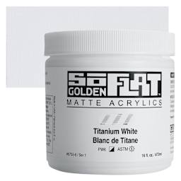 Golden SoFlat Matte Acrylic Paint - Titanium White, 473 ml, Jar and swatch
