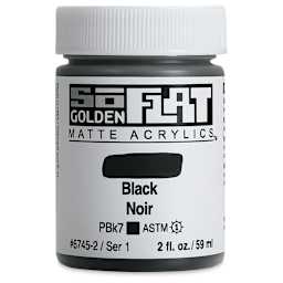 Golden SoFlat Matte Acrylic Paint - Black, 59 ml, Jar