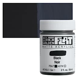Golden SoFlat Matte Acrylic Paint - Black, 59 ml, Jar and swatch