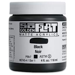 Golden SoFlat Matte Acrylic Paint - Black, 118 ml, Jar