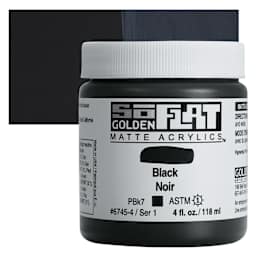 Golden SoFlat Matte Acrylic Paint - Black, 118 ml, Jar and swatch