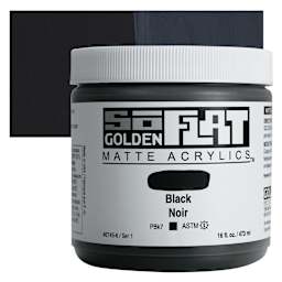 Golden SoFlat Matte Acrylic Paint - Black, 473 ml, Jar and swatch
