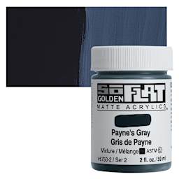 Golden SoFlat Matte Acrylic Paint - Payne's Gray, 59 ml, Jar and swatch