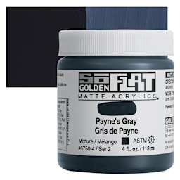 Golden SoFlat Matte Acrylic Paint - Payne's Gray, 118 ml, Jar and swatch