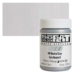Golden SoFlat Matte Acrylic Paint - N8 Neutral Gray, 59 ml, Jar and swatch