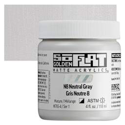 Golden SoFlat Matte Acrylic Paint - N8 Neutral Gray, 118 ml, Jar and swatch