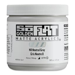 Golden SoFlat Matte Acrylic Paint - N8 Neutral Gray, 473 ml, Jar