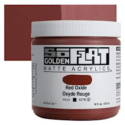 Golden SoFlat Matte Acrylic Paint - Red Oxide, 473 ml, Jar and swatch