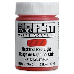 Golden SoFlat Matte Acrylic Paint - Naphthol Red Light, 59 ml, Jar