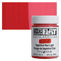 Golden SoFlat Matte Acrylic Paint - Naphthol Red Light, 59 ml, Jar and swatch