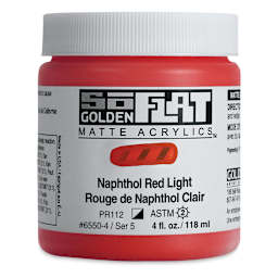 Golden SoFlat Matte Acrylic Paint - Naphthol Red Light, 118 ml, Jar
